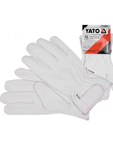 Rękawice robocze ochronne skórzane białe r.10 YATO YT-74647