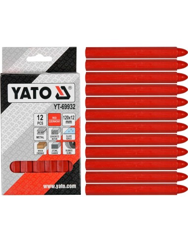 Kreda techniczne do znakowania czerwona - kpl. 12 szt. YATO YT-69932
